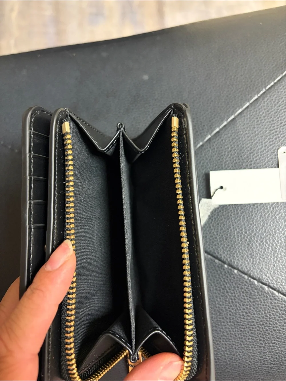 Marc Jacobs Black Pebbled Leather Card Case with Gold Logo